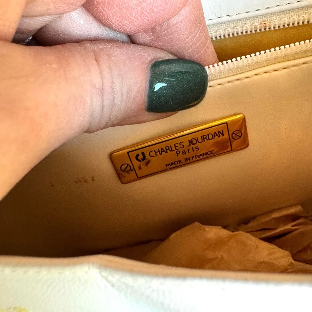 Charles Jourdan Paris Vintage White Leather Bag